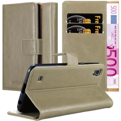 Afbeelding van Cadorabo Hoesje geschikt voor LG X POWER in CAPPUCCINO BRUIN Beschermhoes met magnetische sluiting, standfunctie en kaartvakje Book Case Cover Etui