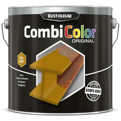 Afbeelding van rust oleum combicolor hoogglans ral 8001 okerbruin 2.5 ltr