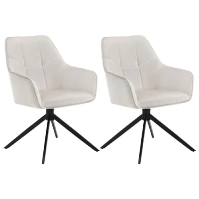 Afbeelding van WOLTU Eetkamerstoelen, draaibaar, set van 2, stoel, eetkamer, eettafel, keukenstoel, draaistoel, beklede stoel met armleuningen, gestoffeerde armleuning, fluweel, metalen poten, beige, EZS09cm 2