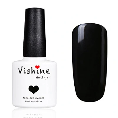 Afbeelding van Vishine Gelnagellak, semi permanent, gel, UV, LED, soak off, manicure, 10 ml, zwart, 1348