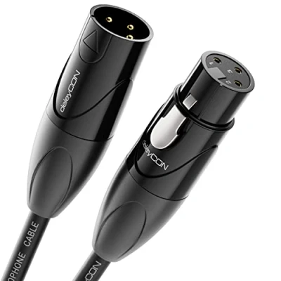 Afbeelding van deleyCON 1m XLR Audiokabel Studiokwaliteit van Zuiver OFC Koper (AWG 24) Microfoonkabel met EMI en RFI Onderdrukking Metalen Vergrendeling &amp; Vergulde Contacten 3 Polig DMX