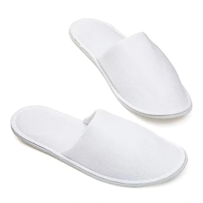 Afbeelding van 10 Paar Wegwerp Spa Hotel Slippers, Badslippers, Gastensloffen universele maat, Pantoffels voor heren/dames, Wit