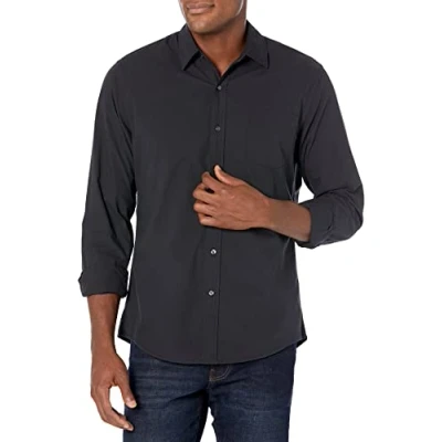 Afbeelding van Amazon Essentials Shirt met lange mouwen voor heren,Zwart,S