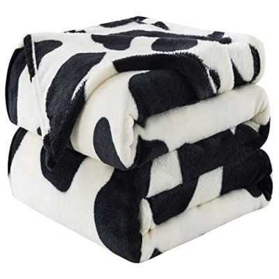 Afbeelding van Flanellen Fleece Koe Print Deken Premium Lichtgewicht Anti Statische Super Zachte Gezellige Pluche Dekens, Microfiber Winter Warm Gooi 220x240 cm (Zwarte Koe)