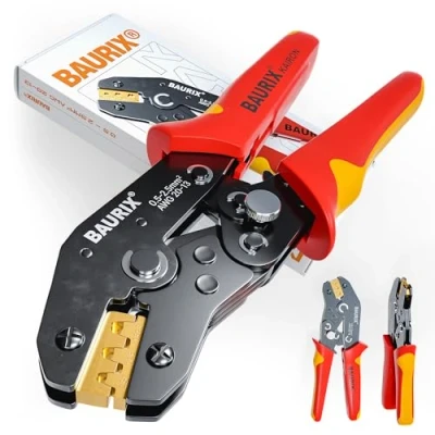 Afbeelding van BAURIX® Krimptang voor Platte Kabelschoenen Connectoren [0,50 2,50mm²] Ferrule Crimping Tool Kit Kabelschoen