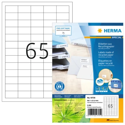 Afbeelding van Etiket HERMA recycling 10725 38.1x21.2mm 5200stuks wit
