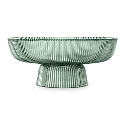 Afbeelding van Navaris glazen fruitschaal op voet 26 cm diameter Modern, eenvoudig design Voor fruit, snacks, dessert, snoepjes, koekjes en meer In groen