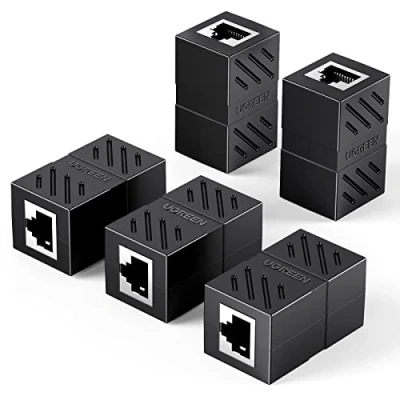 Afbeelding van UGREEN RJ45 Koppeling Extender Ethernet Connector voor Kabel, Lan Verlengkabel, 8P8C Netwerkkabel Compatibel met Cat8, Cat7, Cat6, Cat6e, enz. 5 Stuks (Zwart)