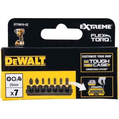 Afbeelding van DeWalt Accessoires Bitset Houder + IMPACT Torsion 25 mm PBitset H2 x1, PZ2 T20 x2, T25 T30 x1 DT70810 QZ