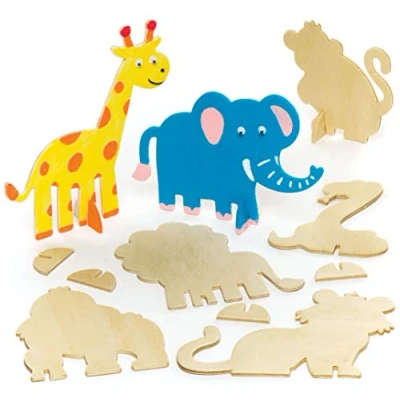 Afbeelding van Baker Ross AR443 jungle dierenset, hout, 10 stuks, voor kinderen om te versieren en tentoonstellen, gesorteerd
