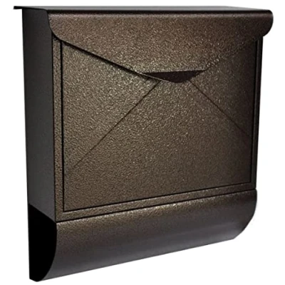 Afbeelding van HardwareStore Designer brievenbus, wandbrievenbus, postbus met krantenrol, krantenvak (bruin antiek), L
