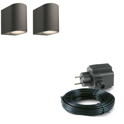 Afbeelding van 2x LED wand spot 78mm 4 Watt Zwart complete set