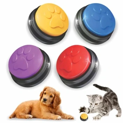 Afbeelding van Sushai Buzzer voor honden, communicatieknop dieren, met pootafdrukken, 30 seconden opname, zoemer honden om de communicatie je huisdier te verbeteren