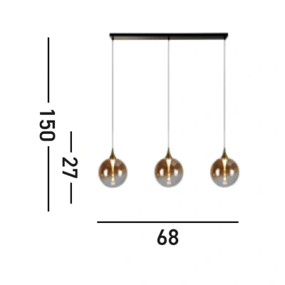 Afbeelding van Searchlight 3 lichts hanglamp Alchemy amber glas 76410 3BK