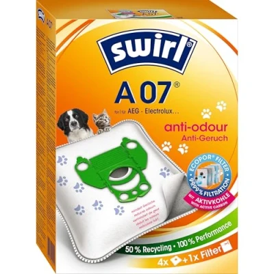 Afbeelding van Swirl A07 NeutralizAir stofzuigerzak voor AEG stofzuiger, 4 zakken + 1 filter