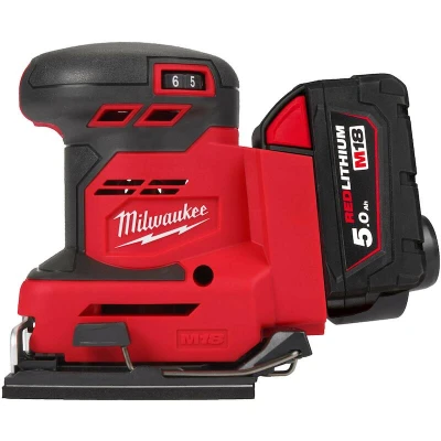 Afbeelding van Milwaukee M18BQSS 502B M18 vlakschuurmachine 1/4&quot; set (2x 5,0Ah accu) in tas