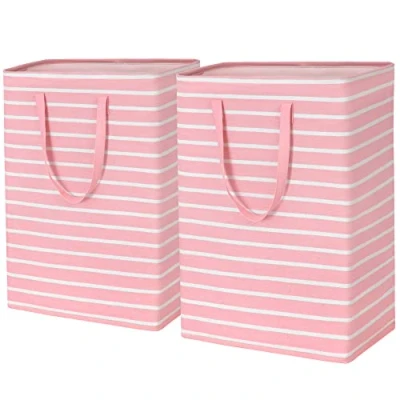 Afbeelding van TIMEYARD wasmand, grote opbergmand, wasmanden, wasmand voor dekens, woonkamer, babyspeelgoed, handdoekmand badkamer, 43x60cm, 75Lx2, roze
