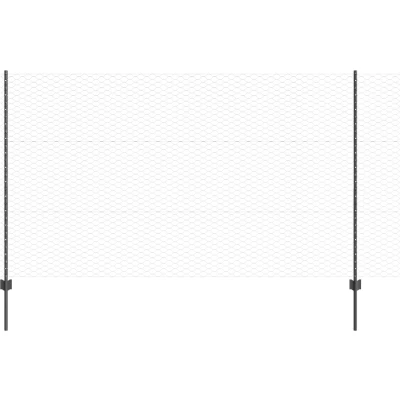 Afbeelding van vidaXL Hekpalen 22 stuks U kanaal Grijs 140 cm Staal, Hexagonaal hek 1,4x50 m Staal