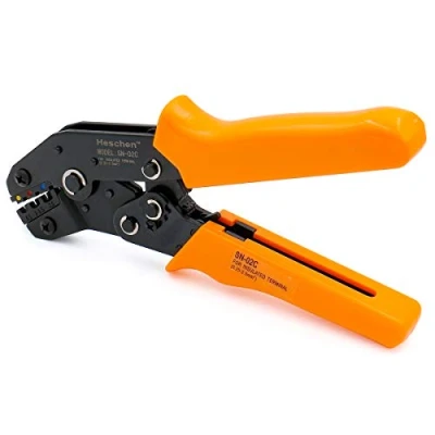 Afbeelding van Heschen Mini Ratelkrimptang, SN 02C, Ring &amp; Geïsoleerde klemmen Krimpgereedschap, Gebruik voor 0,25 2,5mm² (20 13 AWG), Oranje