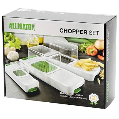 Afbeelding van Alligator Chopper set met opvangbak 3 in 1 3x3 mm, 6x6 mm en 12x12
