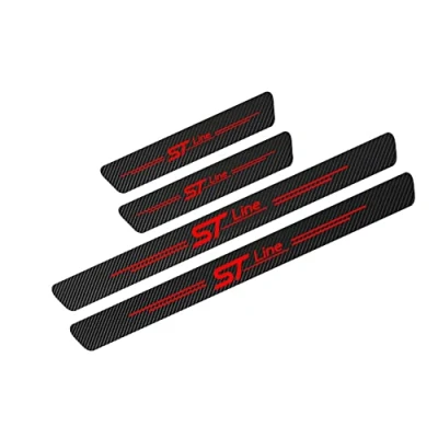 Afbeelding van 4 Stuks Auto Koolstofvezel Instaplijsten Protector Kick Platen voor Ford ST STline Focus Fiesta Mondeo Fusion Escape Edge Ecosport Kuga Drempel Bescherming Sticker Accessoires,A