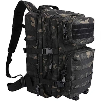 Afbeelding van ProCase Militaire Tactische Rugzak, 40L Grote Capaciteit 3 Daags Assault Pack Bug Out Bag Go Rugzakken voor Jagen, Trekking en Kamperen Andere Buitenactiviteiten Camo Zwart