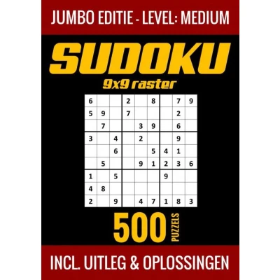 Afbeelding van Sudoku Medium Jumbo Editie 500 Puzzels Incl. Uitleg en Oplossingen