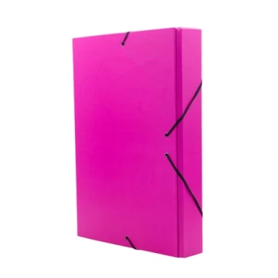 Afbeelding van Raylu Paper Projectmap Matt A4 met 5 cm rugbreedte, stevige kartonnen map en sluiting elastieken voor schoolprojecten of kantoor, formaat 34 x 24 (roze)