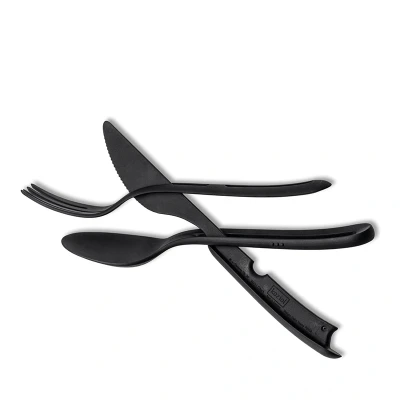 Afbeelding van Silwy Reusable Magnetische Kunststof Bestekset Mes Vork Lepel Zwart