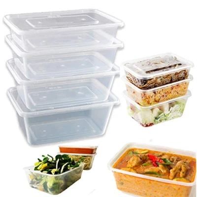 Afbeelding van Magnetron Afhaalmaaltijden Plastic Voedsel Containers met Deksels Opslag Vriezer &amp; Vaatwasser Veilig Ideaal voor Maaltijdbereiding Afhaalmaaltijd Clear