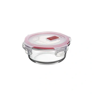 Afbeelding van Tatay Opzetstuk voor levensmiddelen, glas, luchtdicht, inhoud 0,4 l, clipdeksel, BPA vrij, magnetronbestendig, oven, vriezer en vaatwasser, rood, afmetingen: 13,7 x 6,2 cm