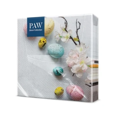 Afbeelding van PAW Papieren Servetten 3 laags (33 x 33 cm) I 20 Stuks Perfect voor Pasen, Feesten, Lente en Vieringen Tafeldecoratie Paasfeest Kleurrijke Paashoek