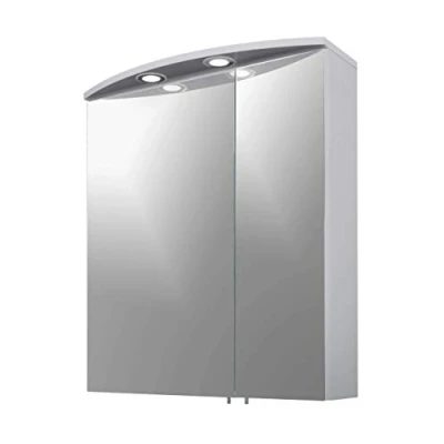 Afbeelding van Schildmeyer Spiegelkast Verona Breedte 60 cm, 2 deurs, led inbouwspotjes, schakelaar /stekkerdoos