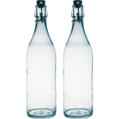 Afbeelding van Bormioli Rocco beugelfles/weckfles 2x transparant glas 1 liter Weckpotten