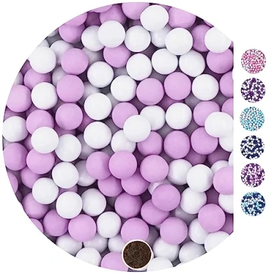 Afbeelding van EinsSein 1kg chocolade balletjes Mix small wit lila bruiloft chocoladebollen choco choups omhuld confetti rokante koekjes candy bar candybar geboorte communie geschenken voor gasten dopen
