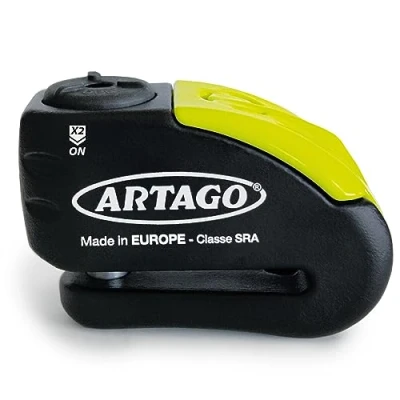 Afbeelding van ARTAGO 30X10 Motorfiets Remschijfslot Alarm Don&#039;t Touch 120 dB hoge kwaliteit, ø10 dubbele vergrendeling, Sold Secure Gold SRA gehomologeerd, Bunker Selection, zwart/geel, 10 mm
