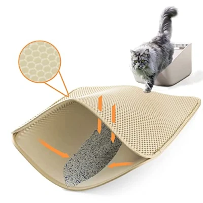 Afbeelding van Ycozy Kattenbakmat, 60 x 40cm Dubbellaags Honingraat Grote Gaten Ontwerp, Kattenbakonderlegger, Kattentoiletmat Gemakkelijk te Reinigen