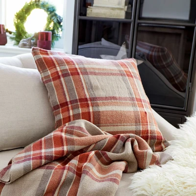 Afbeelding van LOBERON Kussenhoes Tartan rood/beige