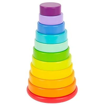 Afbeelding van Small Foot Regenboog stapeltoren junior 24 cm hout