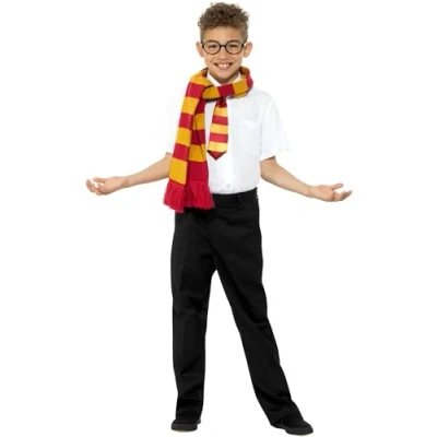 Afbeelding van Smiffys Schoolboy Kostuum Accessoire Set Kids Goudkleurig/Rood