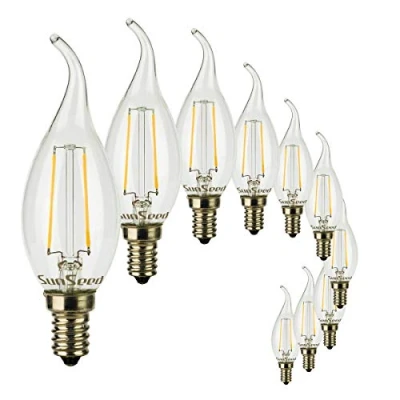Afbeelding van SUNSEED 10x gloeidraad LED vlam lamp E14 2W vervangt 25W warm wit 2700K