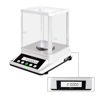 Afbeelding van U.S. SOLID 0,001 g precisieweegschaal, digitale analytische laboratoriumweegschaal, elektronische precisieweegschaal met een nauwkeurigheid van 1 mg en 2 LCD schermen, 210 g/0,001