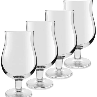 Afbeelding van 12x speciaal bierglazen/tulpglazen transparant op voet 400 ml Mainz Bierglazen