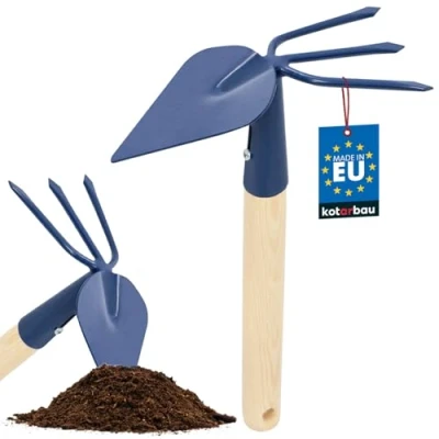 Afbeelding van KOTARBAU Plantenhakken, tuinhakken, onkruidhaak, handdubbele haak met hartvormig blad, 3 tanden voor het verplanten van de tuin