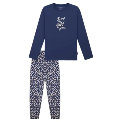 Afbeelding van Schiesser meisjes pyjamaset, Jeansblauw 183040, 152