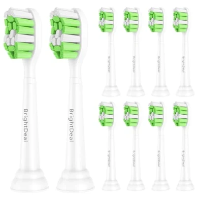 Afbeelding van Brightdeal 10 delige reserveborstels voor elektrische tandenborstel borstelkoppen EasyClean HealthyWhite Protectiveclean 4100 5100 2 Series en andere snap on handgrepen (wit)