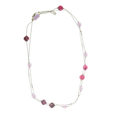 Afbeelding van Behave Ketting goud kleur met paarse kralen 125 cm