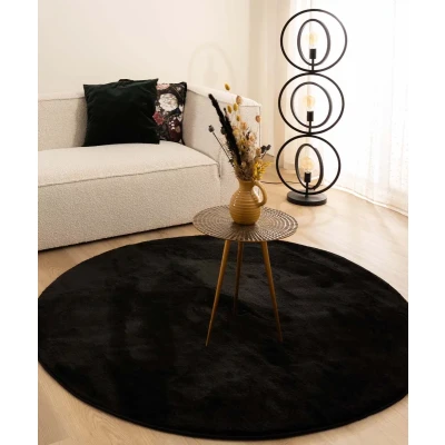 Afbeelding van Velours Tapijt/Vloerkleed Rond Flair Zwart 300 Cm