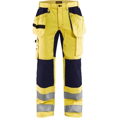 Afbeelding van Blaklader 1552 Reflecterende Werkbroek Stretch Geel/Marineblauw C50