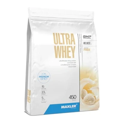 Afbeelding van Maxler Ultra Whey Protein 23 g eiwit per portie Puur weiproteïnepoeder Weiproteïneconcentraat, weiproteïne isolaat, weiproteïnehydrolysaat Met BCAA Vanille ijs 450g